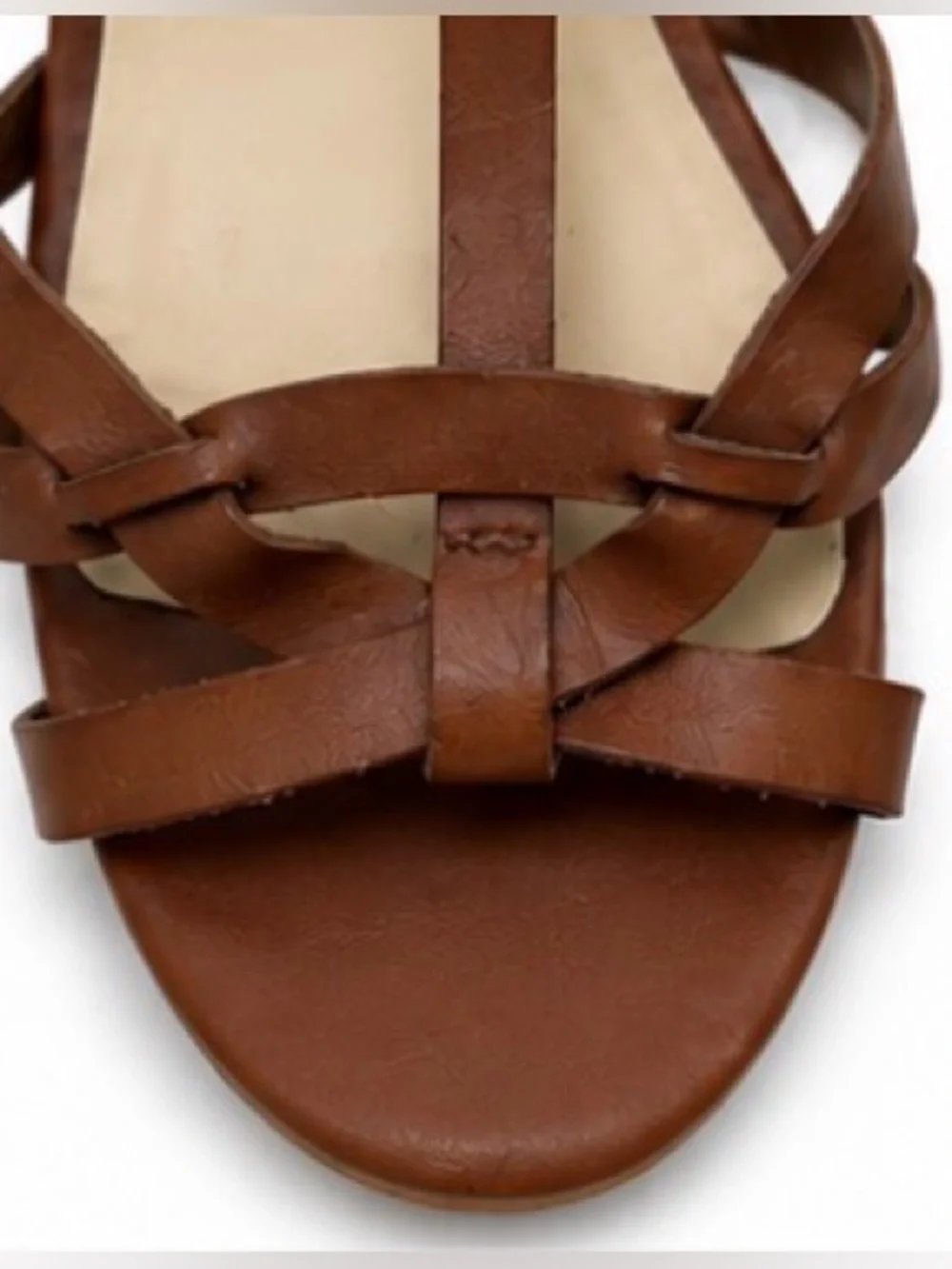 [Unisa] Brown Leather Cork Wedge Sandals - Women's Size 7.5M